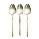 24 Pack | 6inch Gold European Style Disposable Dessert Spoons With Roman Column Handle#whtbkgd