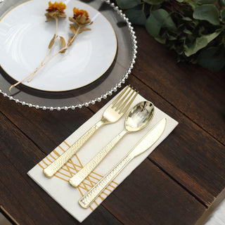 Add a Touch of Glamour to Your Table with our Gold Heavy Duty Plastic Silverware Set