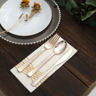 Glamorous Rose Gold Heavy Duty Plastic Silverware Set Glamorous Rose Gold Heavy Duty Plastic Silverware Set