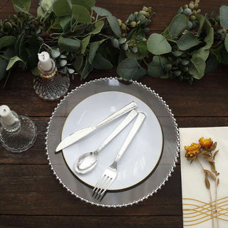 Regal and Timeless Silver Hammered Design Silverware Set Regal and Timeless Silver Hammered Design Silverware Set