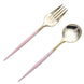 24 Pack | 6inch Gold / Rose Gold Premium Disposable Fork / Spoon Silverware Set#whtbkgd