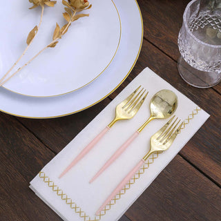 Gold and Rose Gold Premium Disposable Fork and Spoon Silverware Set Gold and Rose Gold Premium Disposable Fork and Spoon Silverware Set