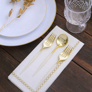 Elegant Gold and Ivory Disposable Silverware Set for Any Occasion