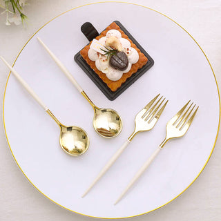 Affordable Elegance with Gold and Ivory Disposable Cutlery
