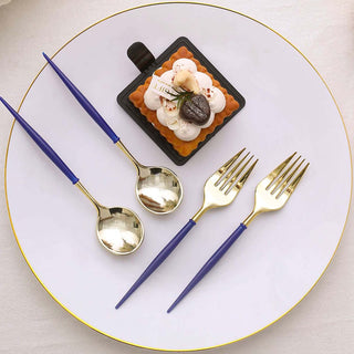 Stylish and Durable Gold and Royal Blue Plastic Utensils Stylish and Durable Gold and Royal Blue Plastic Utensils