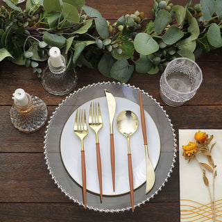 Elevate Your Event Decor with the 24 Pack | 8" Metallic Gold With Brown Silverware Set Elevate Your Event Decor with the 24 Pack | 8" Metallic Gold With Brown Silverware Set