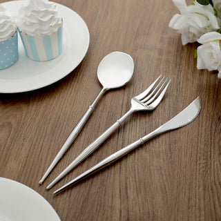 Silver 8" Modern Flatware Set - Perfect for Any Occasion