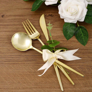 Add Elegance to Your Table with the Gold Sleek Modern Plastic Silverware Set Add Elegance to Your Table with the Gold Sleek Modern Plastic Silverware Set