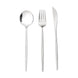 24 Pack Silver Sleek Modern Plastic Silverware Set, Premium Disposable Knife, Spoon & Fork Set 8inch