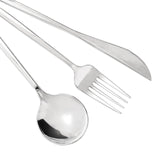 Silver Sleek Modern Plastic Silverware Set, Premium Disposable Knife, Spoon & Fork Set 8inch#whtbkgd