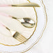 24 Pack | 8inch Metallic Gold With Blush Rose Gold Glitter Silverware Set, Modern Plastic Utensil
