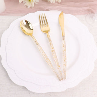 Add a Touch of Elegance with our 24 Pack of Metallic Gold With Glitter Silverware Set