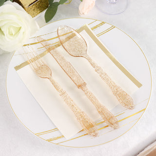 Enhance Your Event Decor with Clear Gold Heavy Duty Disposable Utensils