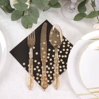 Sparkle and Shine with Glittery Gold Clear Plastic Cutlery