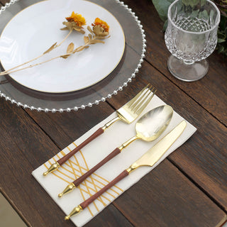 Add Elegance to Your Table with Gold/Brown European Plastic Silverware