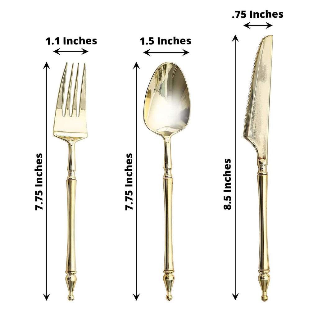 24 Pack Gold European Plastic Silverware Set