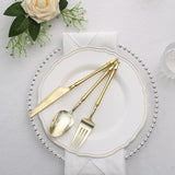 24 Pack | Gold European Style Plastic Silverware Set with Roman Column Handle, Disposable