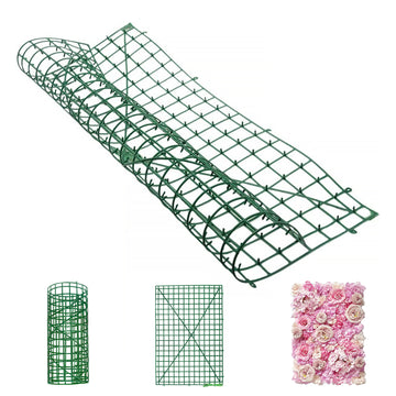 10 Pack 24"x16" Dark Green Artificial Flower Wall Grid Panel Frames, DIY Plastic Mesh Plant Wall Backdrop Fences