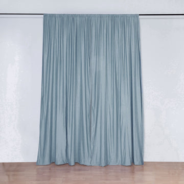 2 Pack Dusty Blue Scuba Polyester Event Curtain Drapes, Inherently Flame Resistant Backdrop Event Panels Wrinkle Free with Rod Pockets - 10ftx10ft