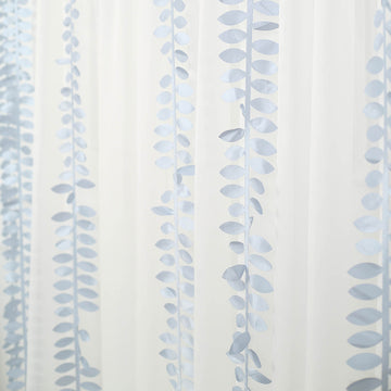 50ft 4" Dusty Blue Leaf Petal Taffeta Ribbon Sash, Artificial DIY Fabric Garlands