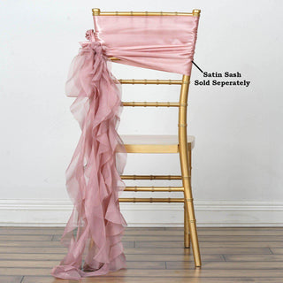 Dusty Rose Chiffon Curly Chair Sash Dusty Rose Chiffon Curly Chair Sash