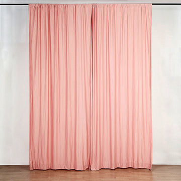 2 Pack Dusty Rose Scuba Polyester Event Curtain Drapes, Inherently Flame Resistant Backdrop Event Panels Wrinkle Free with Rod Pockets - 10ftx10ft