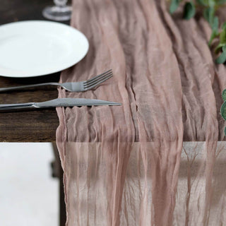 Add a Touch of Elegance with the Dusty Rose Gauze Cheesecloth Boho Table Runner Add a Touch of Elegance with the Dusty Rose Gauze Cheesecloth Boho Table Runner