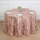 120inch Dusty Rose 3D Leaf Petal Taffeta Fabric Round Tablecloth