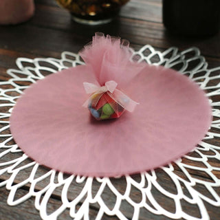 Dusty Rose Sheer Nylon Tulle Circles - Add Elegance to Your Party Favors Dusty Rose Sheer Nylon Tulle Circles - Add Elegance to Your Party Favors