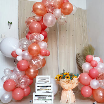 128 Pack Dusty Rose, White and Clear DIY Balloon Garland Arch Party Kit