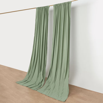 2 Pack Dusty Sage Green Scuba Polyester Event Curtain Drapes, Inherently Flame Resistant Backdrop Event Panels Wrinkle Free with Rod Pockets - 10ftx10ft