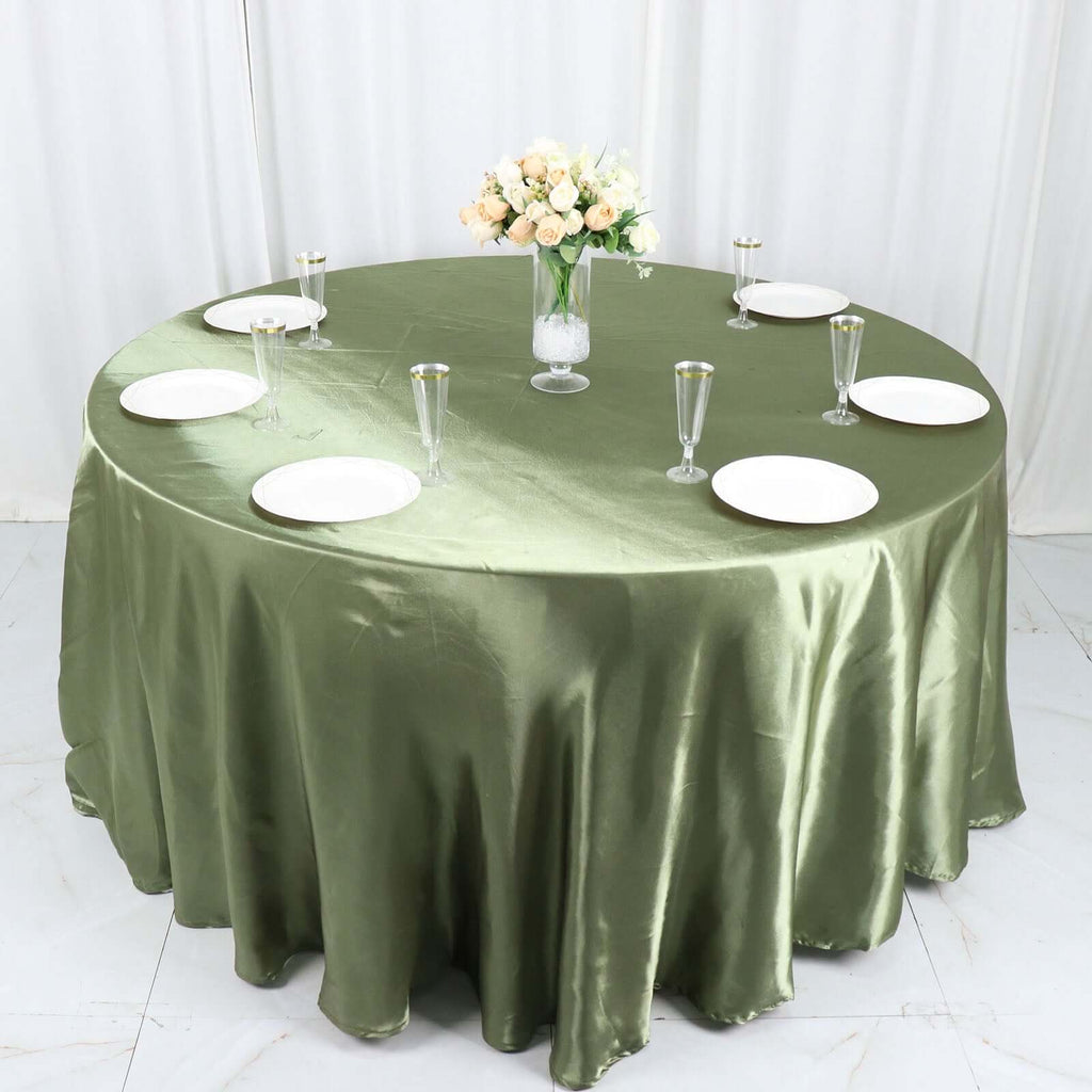 120" Eucalyptus Sage Green Satin Tablecloth
