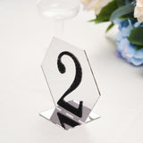 5 Pack | 5inch Silver Acrylic Hexagon Wedding Table Sign Holders, Number Stands
