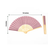 5 Pack Dusty Rose Asian Silk Folding Fans Party Favors, Oriental Folding Fan Favors