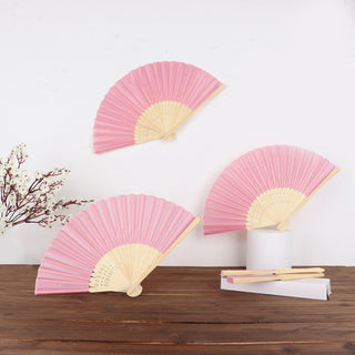 Dusty Rose Asian Silk Folding Fans: The Perfect Party Accessory