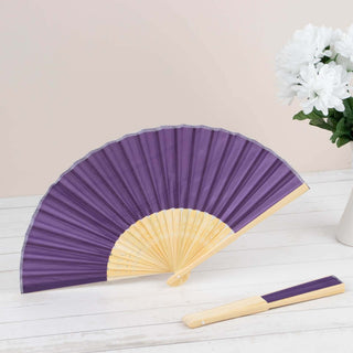 Purple Asian Silk Folding Fans for Stylish Event Decor Purple Asian Silk Folding Fans for Stylish Event Decor