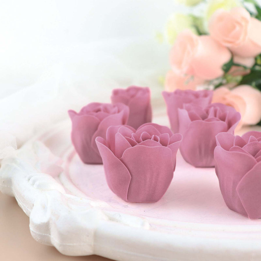 4 Pack | 24 Pcs Dusty Rose Scented Rose Soap Heart Shaped Party Favors With Gift Boxes And Ribbon