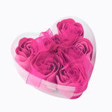 4 Pack | 24 Pcs Fuchsia Scented Rose Soap Heart Shaped Party Favors With Gift Boxes And Ribbon
