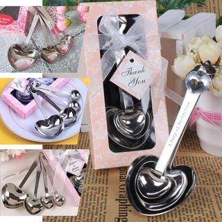 Engraved Silver Heart Measuring Spoon Wedding Party Favors Set Engraved Silver Heart Measuring Spoon Wedding Party Favors Set