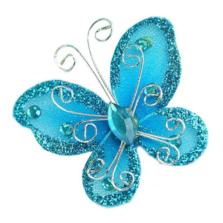Create a Fairy Tale Atmosphere with Turquoise Diamond Studded Organza Butterflies