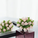 144 Pcs Peach Wired Rose Flowers For Bridal Bouquet Craft Embellishment#whtbkgd