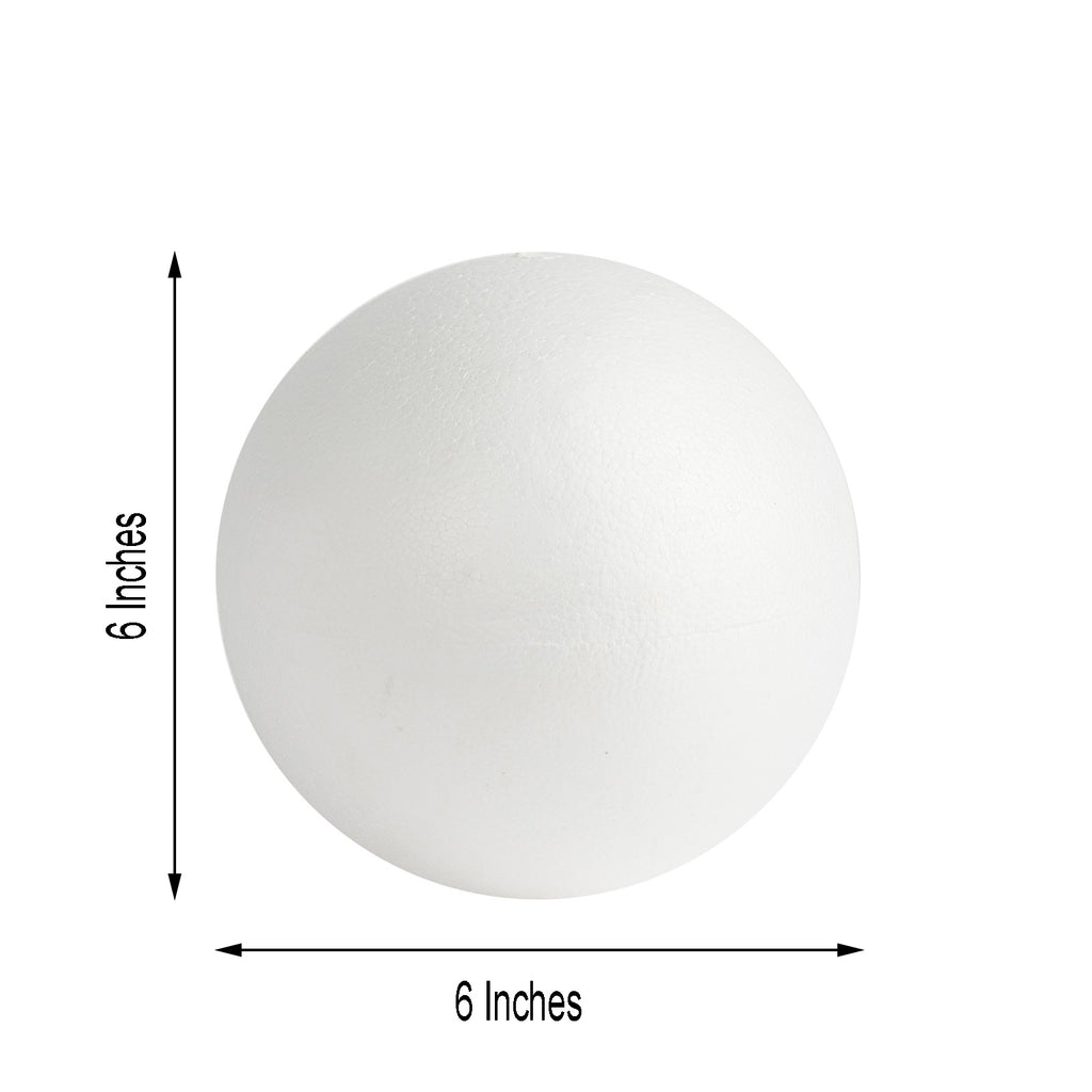 6 Pack | 6” White StyroFoam Foam Balls For Arts, Crafts and DIY
