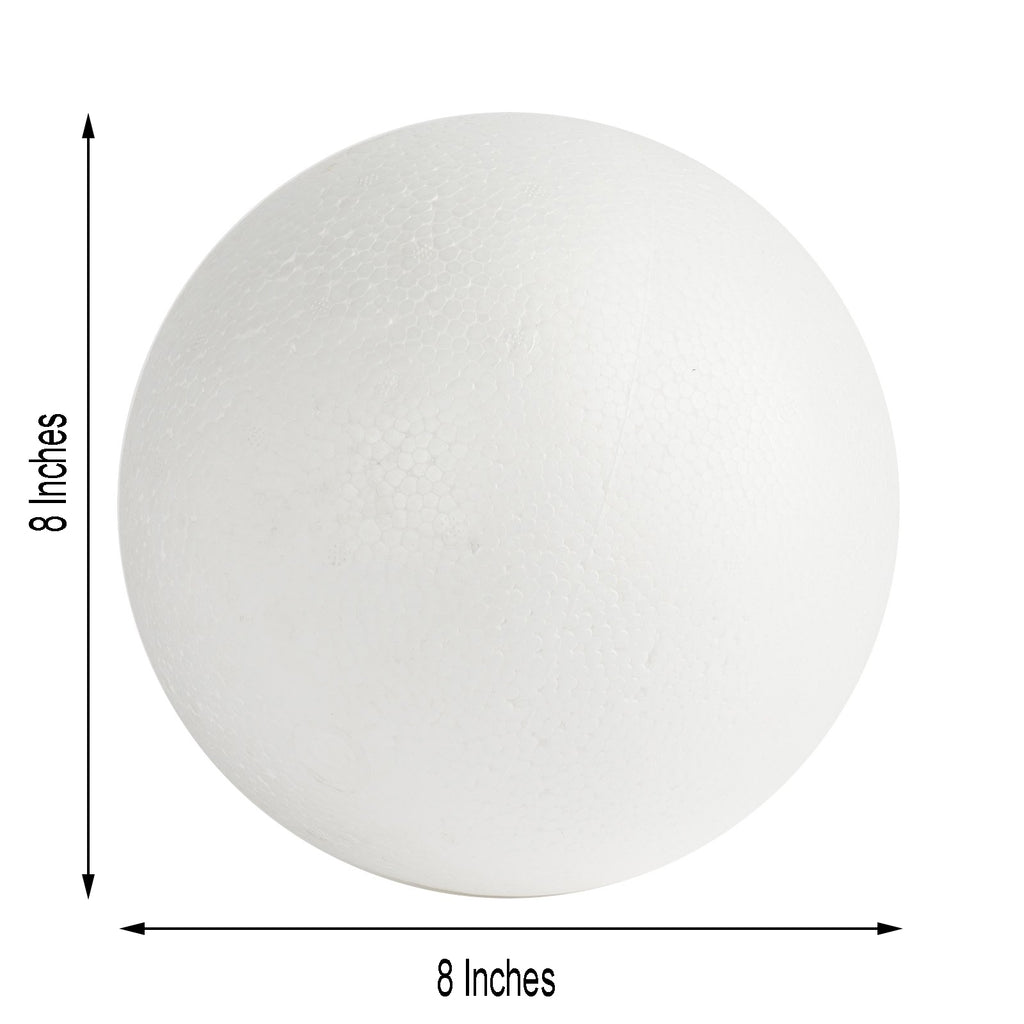 4 Pack | 8” White StyroFoam Foam Balls For Arts, Crafts and DIY