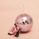 6inch Blush / Rose Gold Foam Disco Mirror Ball With Hanging Strings, Holiday Christmas Ornaments