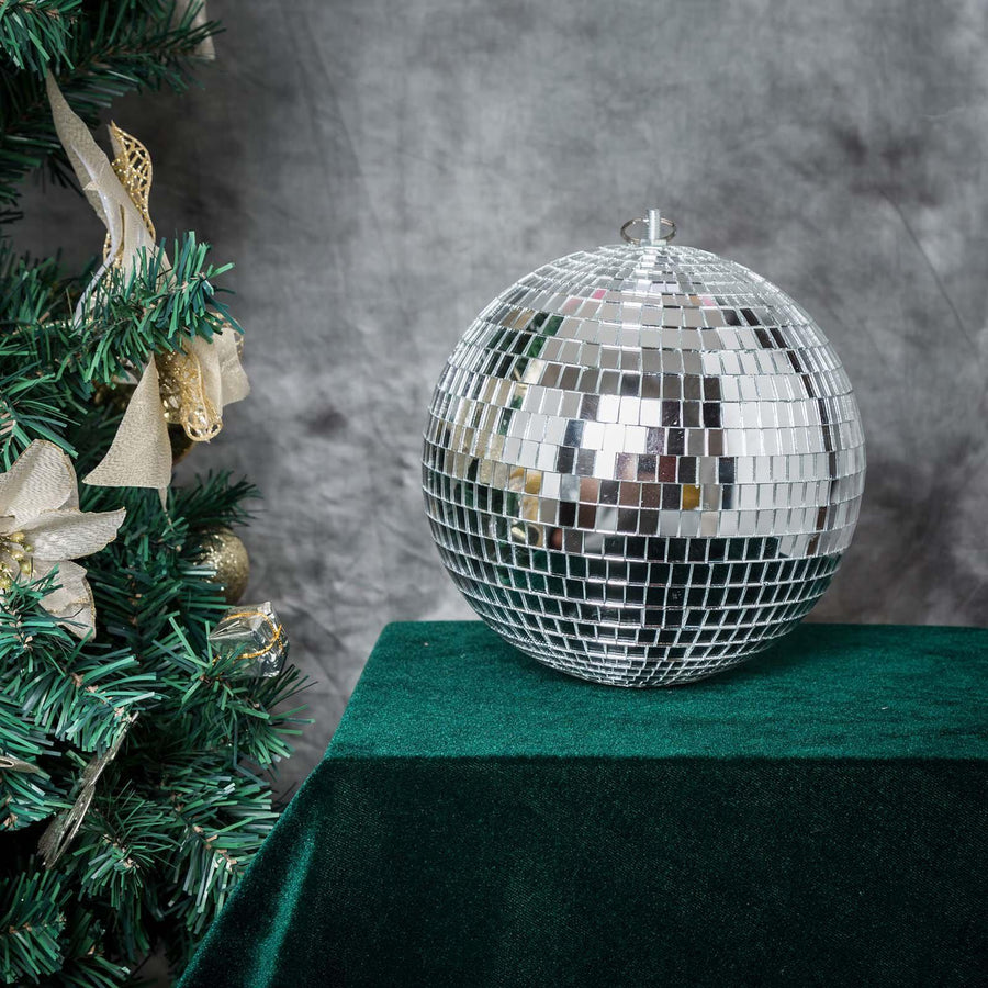 4 Pack | 8inches Silver Foam Disco Mirror Ball With Hanging Ring, Holiday Party Decor