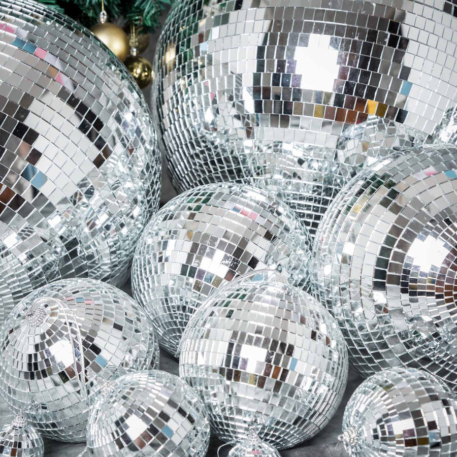 16inches Large Silver Foam Disco Mirror Ball With Hanging Swivel Ring, Holiday Party Decor
