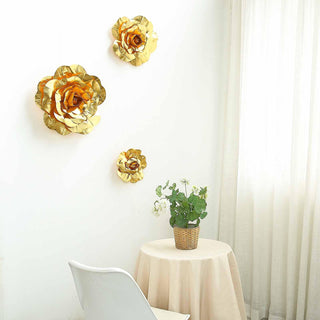 Create Stunning Event Decor with 24" Large Metallic Gold Craft Roses