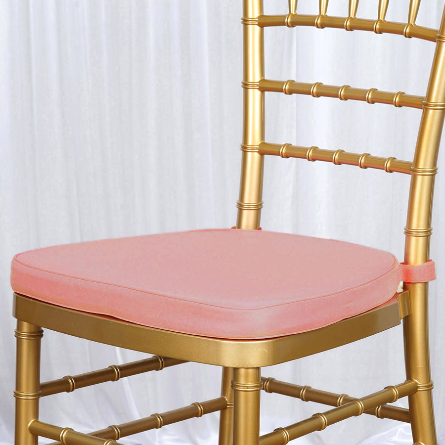2inch Thick Dusty Rose Chiavari Chair Pad, Memory Foam Seat Cushion With Ties and Removable Cover