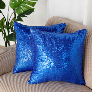 Add a Touch of Elegance with Royal Blue Sequin Throw Pillow Covers