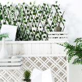 Expandable Wooden Lattice Fence With Artificial Ivy Leaf Trellis Vines, Accordion Backdrop Fencing